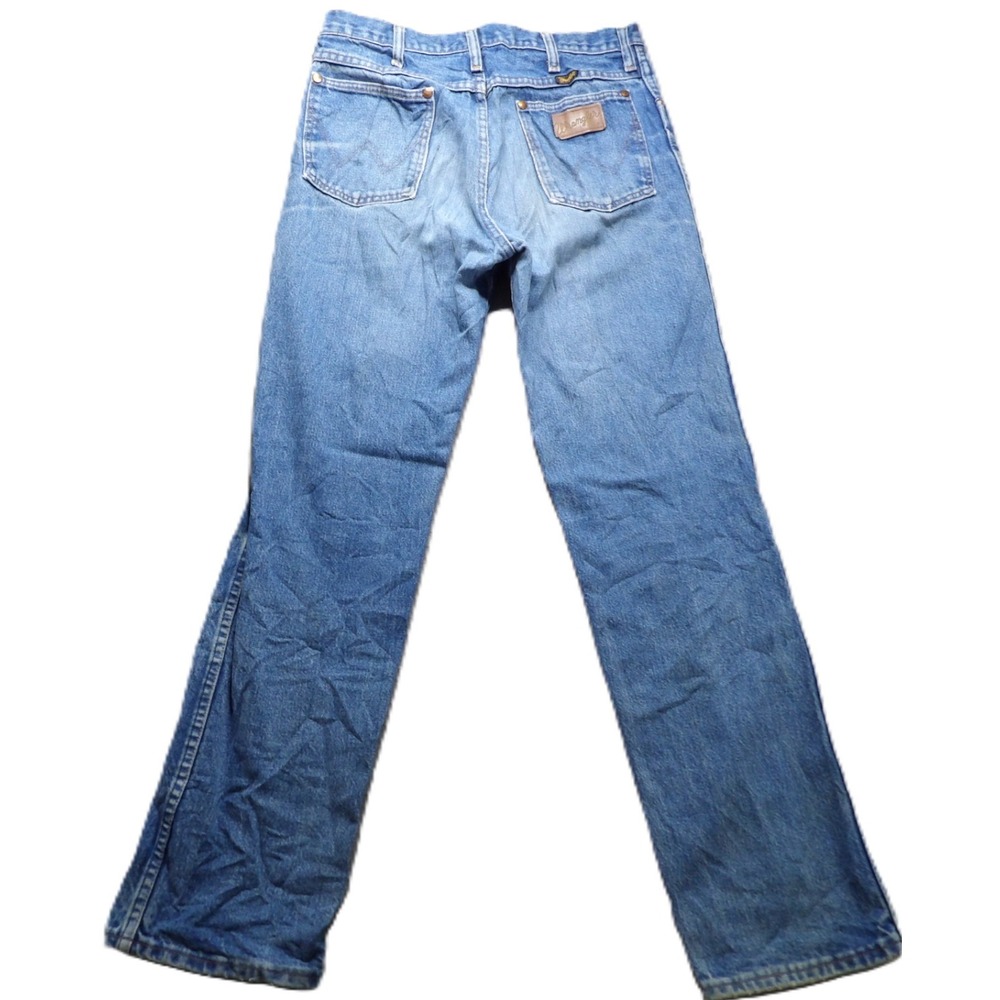 VTG 90s Wrangler Cowboy Cut Slim Fit Denim Jeans Cotton Men W32x32 Blue USA Made